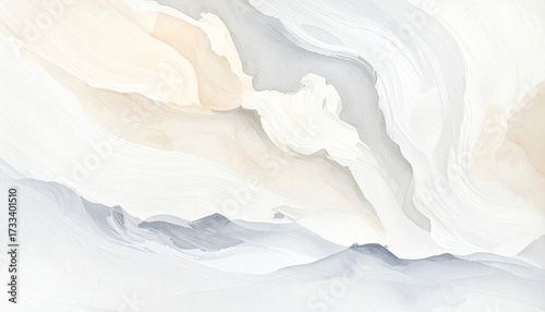 Abstract watercolor depicting layered ethereal forms, soft colors, and fluid motion