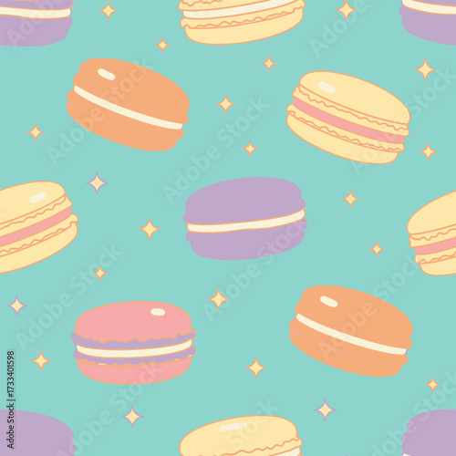 Cute Kawaii Macarons Sweet Seamless Pattern for Playful Designs