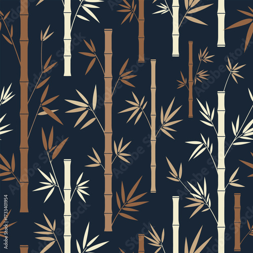 Seamless Pattern, Cute, Kawaii Bamboo Forest Elegant Botanical Background for Design