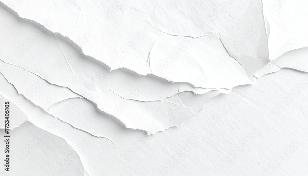 Obraz premium Textured white paper, torn edges, crumpled folds, creating an abstract design
