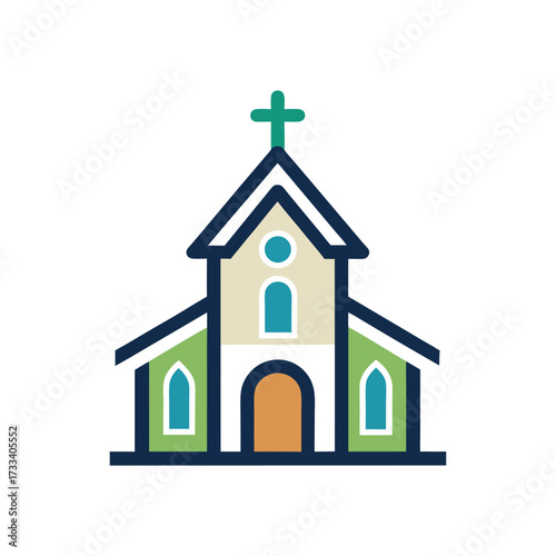 Church Icon Vector Illustration – Religious Building and Worship Symbol