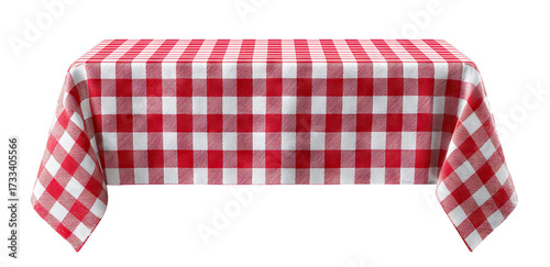 Red and white checkered tablecloth, isolated on transparent cutout background