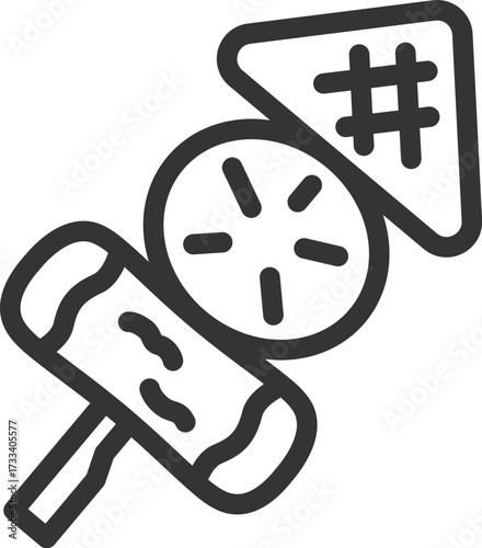 おでん串のアイコン（線画）のイラスト