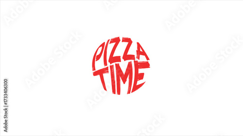 Vector illustration of bold red circular lettering with dynamic brush style. Suitable for restaurant branding, pizza shop, menu design, graphics, signage, and promotional design projects
