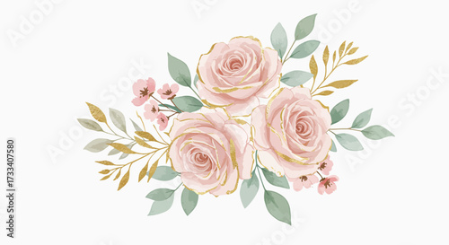 Vector Roses and Greenery Design for Elegant Decoration in a Minimalist Environment
