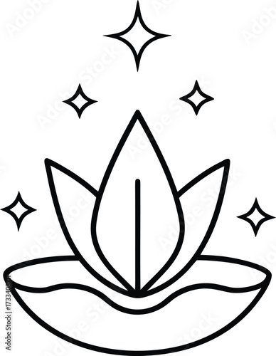 healing starlight pouring into lotus illustration on transparent background