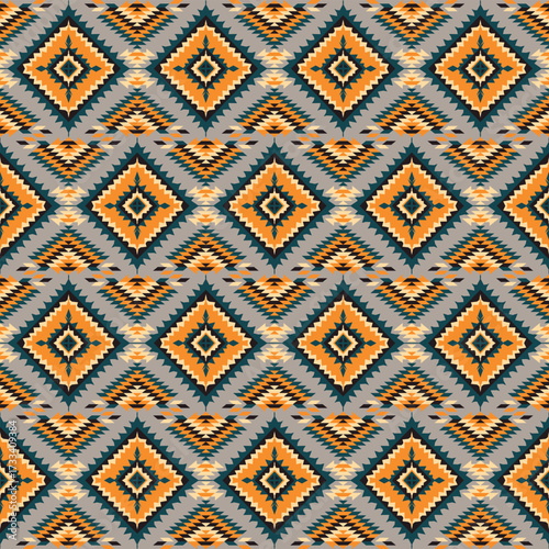 American tribal ethnic native pattern seamless.Traditional Navajo,Aztec,Apache,Southwest and Mexican style fabric pattern.Abstract vector motif pattern.For fabric,clothing,blanket,woven,wrap,decorate.