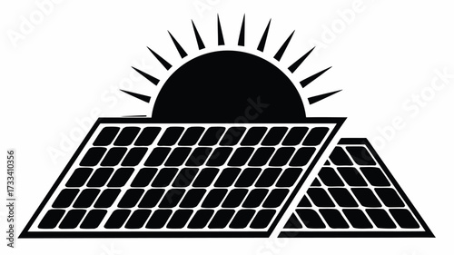 Empowering sustainable energy solutions with solar panels and rising sun, a clean energy future