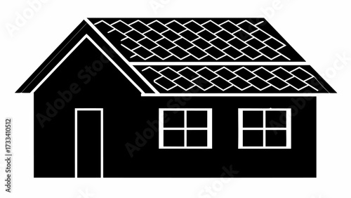 Stylish house illustration representing real estate, home ownership, or architectural design
