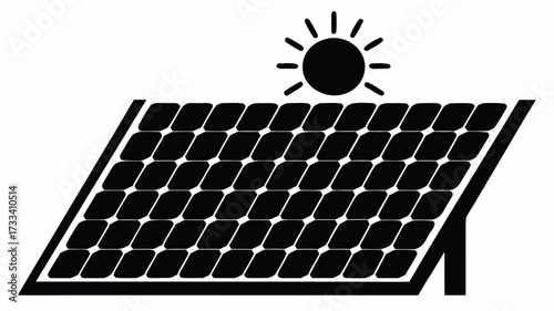 Clean energy concept featuring solar panel and sun symbol for renewable power solutions