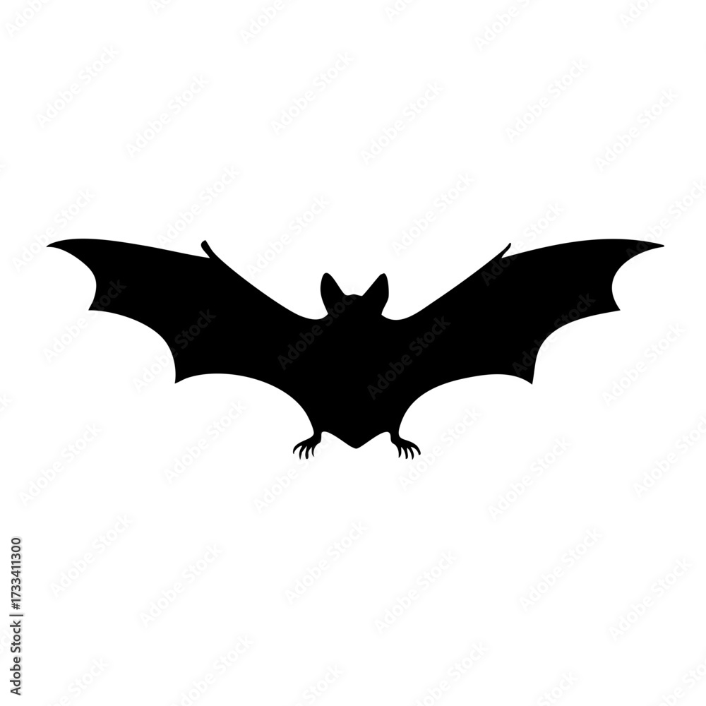 Fototapeta premium Bat silhouette flying with wide wings isolated on transparent background