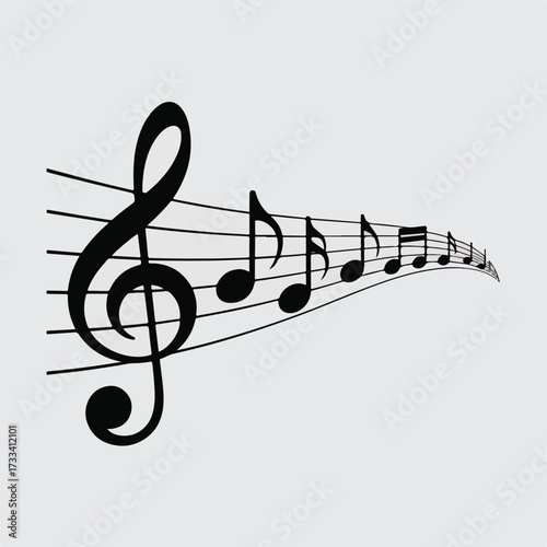 Rhythmic Melody Wave: Notes from the treble clef mixed with air