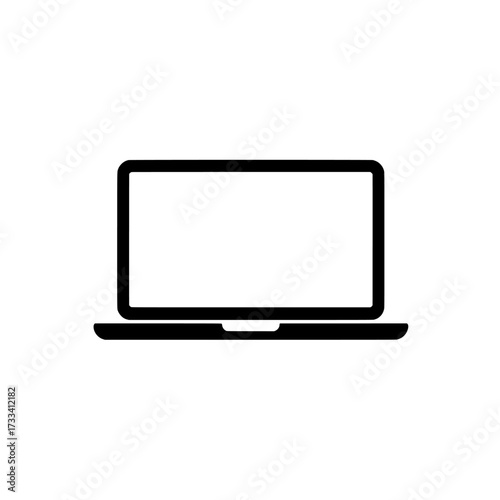 Modern open laptop with a blank screen displaying a clean white background isolated on white background isolated on transparent background