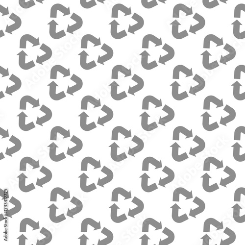 Recycle symbol seamless pattern. Vector recycling and recycled design for paper or fabric.