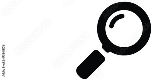 Black silhouette magnifying glass icon for search and discovery concepts vector