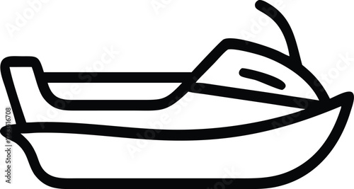 Clean Motorboat Flat Vector Icon with Thick Angular Geometric Lines for Water Transport, Speed, and Dynamic Design, Isolated on White Background.

