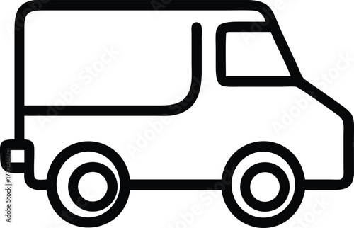 Bold Line Duotone Shuttle Minibus Flat Vector Icon for Public Transit, Group Travel, and Modern Transportation Infographics, Isolated on White Background.


