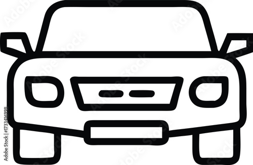 Bold Flat Frontal SUV Geometric Vector Icon for Family Transport, Road Travel, and Modern Automotive Design, Isolated on White Background.

