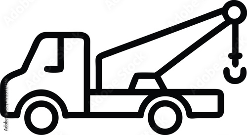 Bold Roadside Assistance Wrecker Flat Vector Icon for Emergency Service, Towing, and Automotive Repair Infographics, Isolated on White Background.


