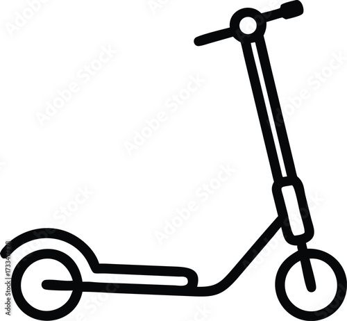 Flat Design Kick Scooter Bold Vector Icon for Micro-Mobility, Urban Commute, and Modern App Design, Isolated on White Background.

