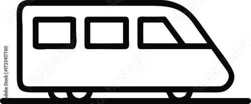 Thick-Line Commuter Rail Car Flat Vector Icon for Public Transport, Urban Travel, and Geometric Infographics, Isolated on White Background.

