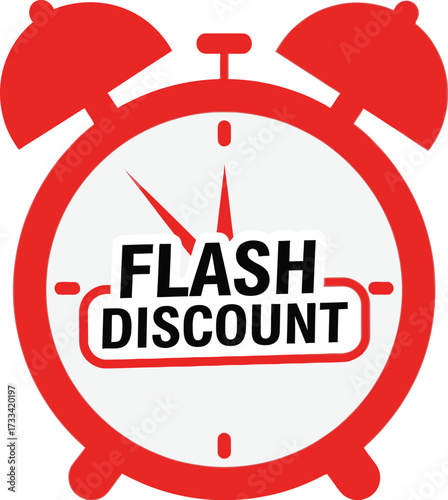 Urgent red alarm clock with "Flash Discount" text, signaling a limited time sale.