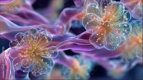 Vibrant Abstract Flowers with Colorful Swirls and Textures