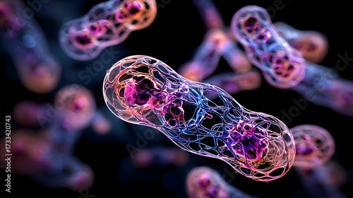 Abstract Visualization of Colorful Cellular Structures in Motion