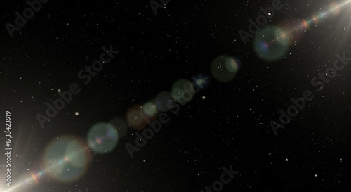 Celestial Symphony: A mesmerizing display of starlight and lens flare in dark sky