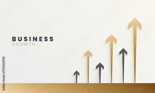 Rising graph arrows symbolize business growth, achievement, and success