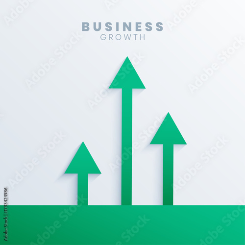 Green arrows going upwards showing success and business growth