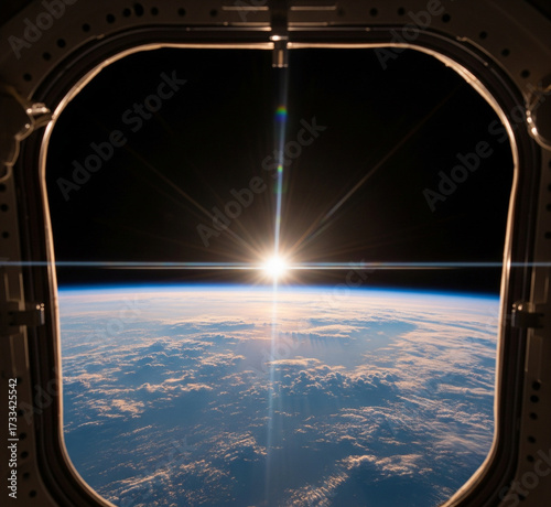 sun view from space with earth 