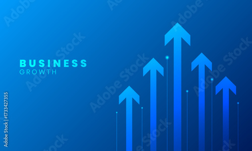 Growth arrows going upwards showing success and business growth technology background