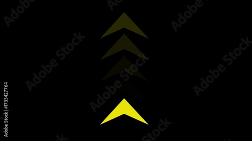 Upward swipe directional yellow arrow loop animation. arrows sign down to up animation concept