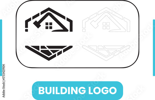 Abstract House Roof Line Arrow Upward Real Estate Logo Design