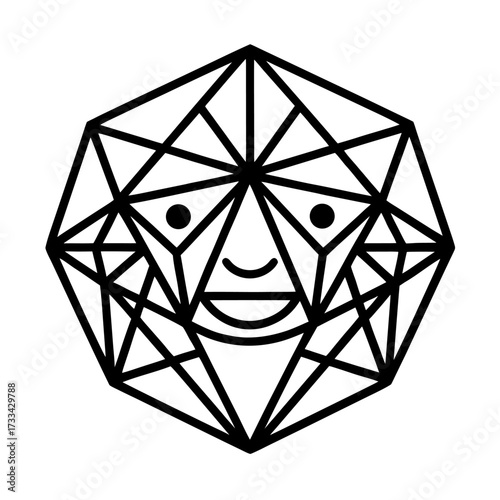 Adobe Illustrator Artwork Geometric joyful Face Vector 2025 