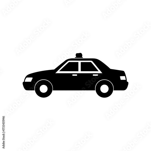 police car icon black silhouette vector illustration on transparent background