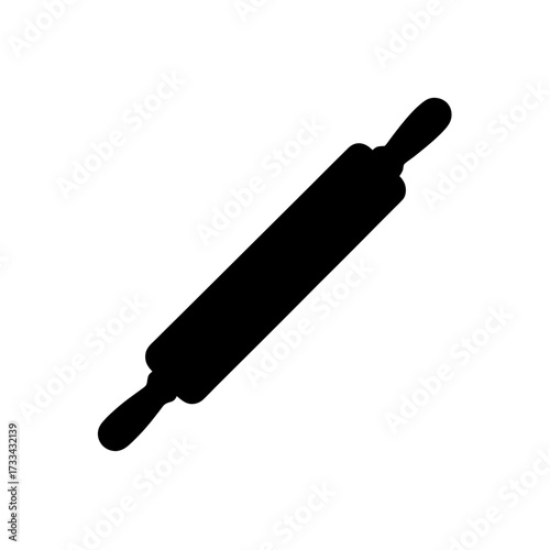 rolling pin icon black silhouette vector illustration on transparent background