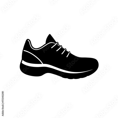 running shoe icon black silhouette vector illustration on transparent background