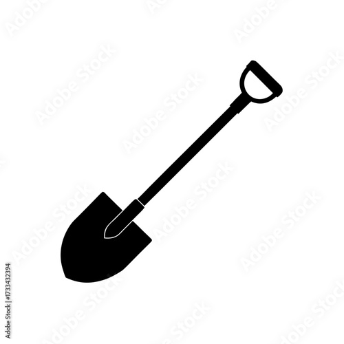 shovel icon black silhouette vector illustration on transparent background