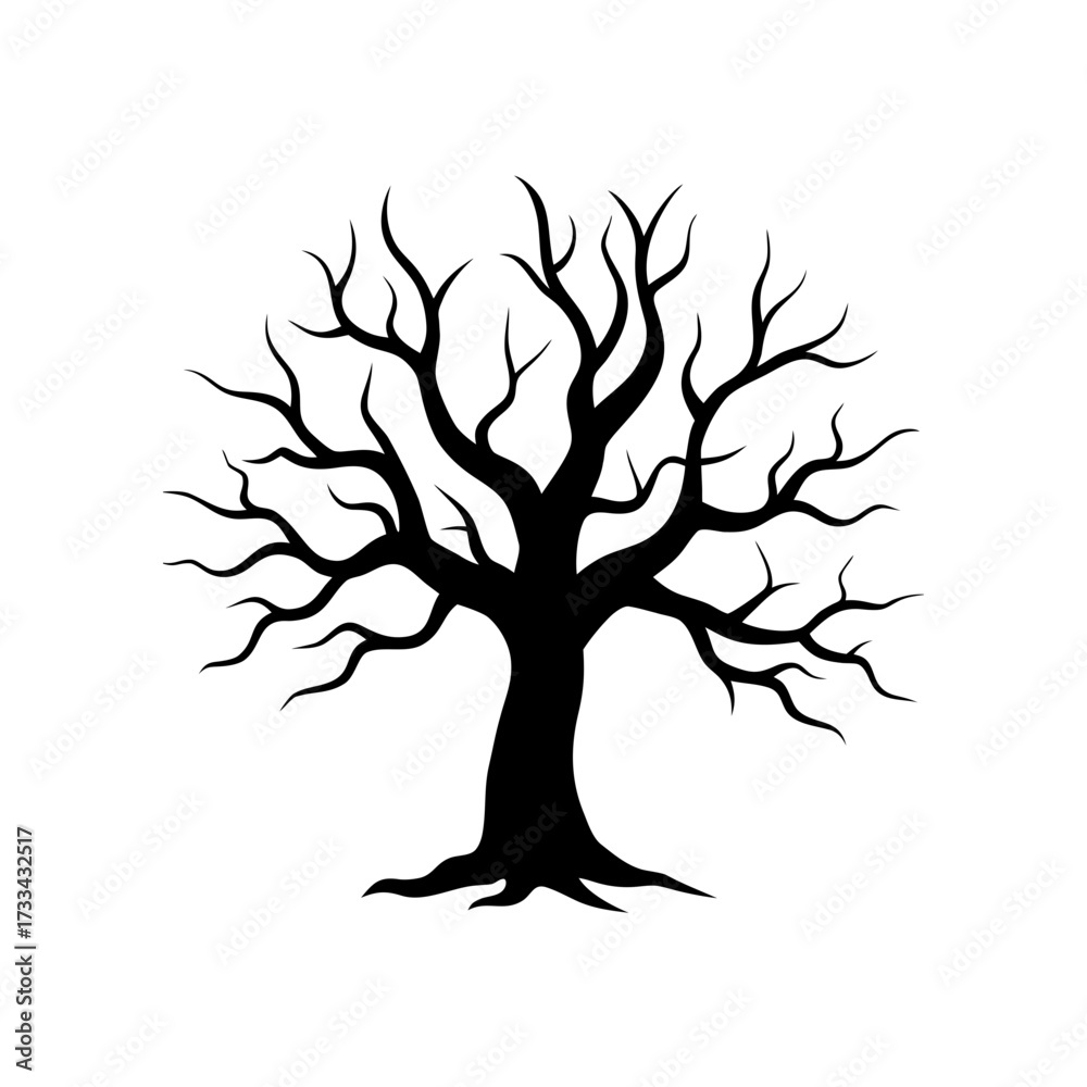 Obraz premium spooky tree icon black silhouette vector illustration on transparent background