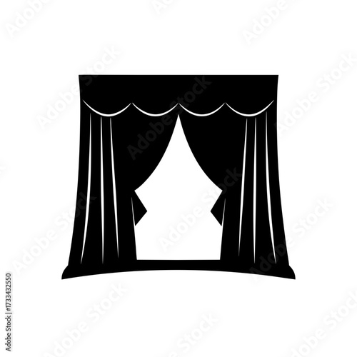 stage curtain icon black silhouette vector illustration on transparent background