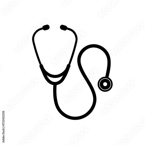 stethoscope icon black silhouette vector illustration on transparent background