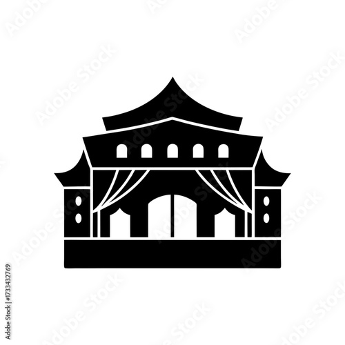 theater icon black silhouette vector illustration on transparent background