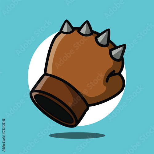 Spiked Glove Illustration for RPG Game Icon, Fantasy Warrior Weapon, and Medieval Adventure Equipment