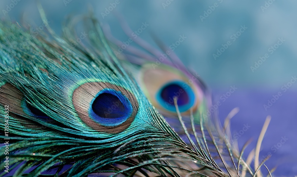 Fototapeta premium close-up of peacock feathers, showcasing their vibrant colors and intricate pattern