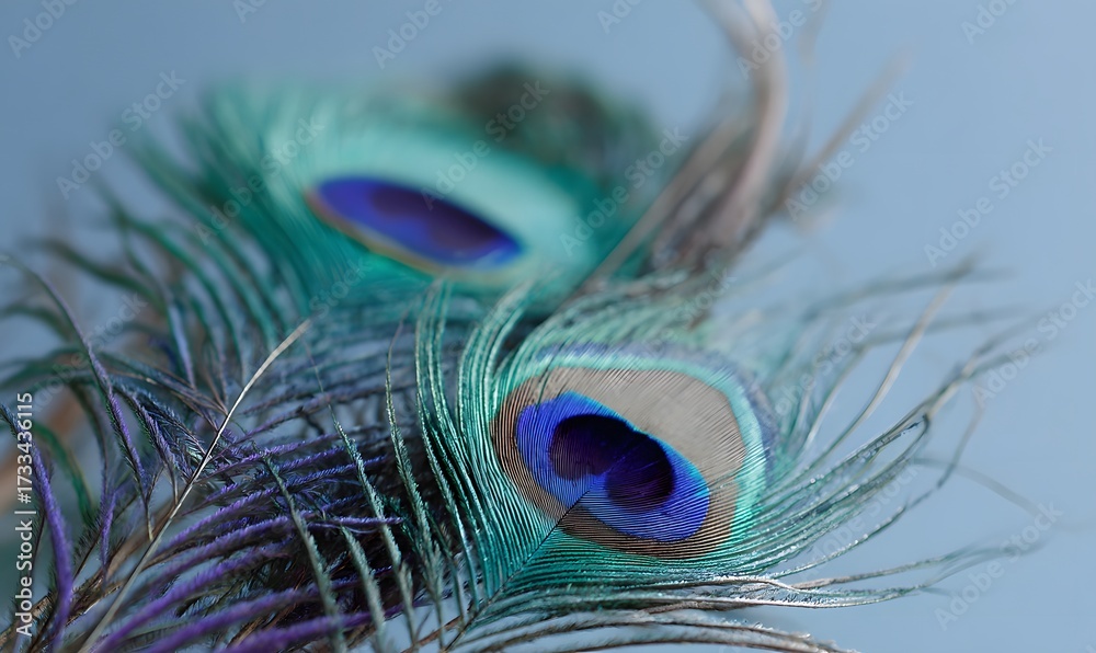 Fototapeta premium close-up of peacock feathers, showcasing their vibrant colors and intricate pattern