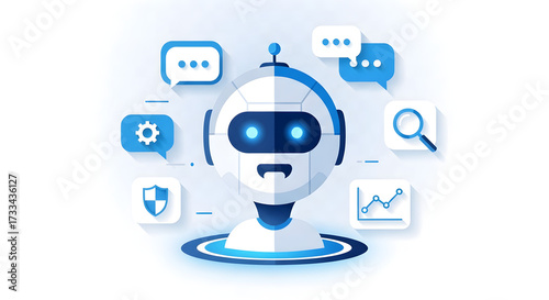 Wallpaper Mural Futuristic AI Chatbot Robot with Digital Interface Elements. Torontodigital.ca