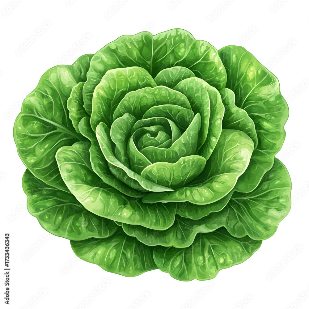 Obraz premium Green rose shaped leafy plant illustration