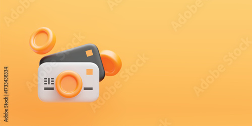 3D payment icon. Credit or debit card with floating coins on yellow background. Business and finance vector flyer. Financial transaction, purchase, payment service concept.